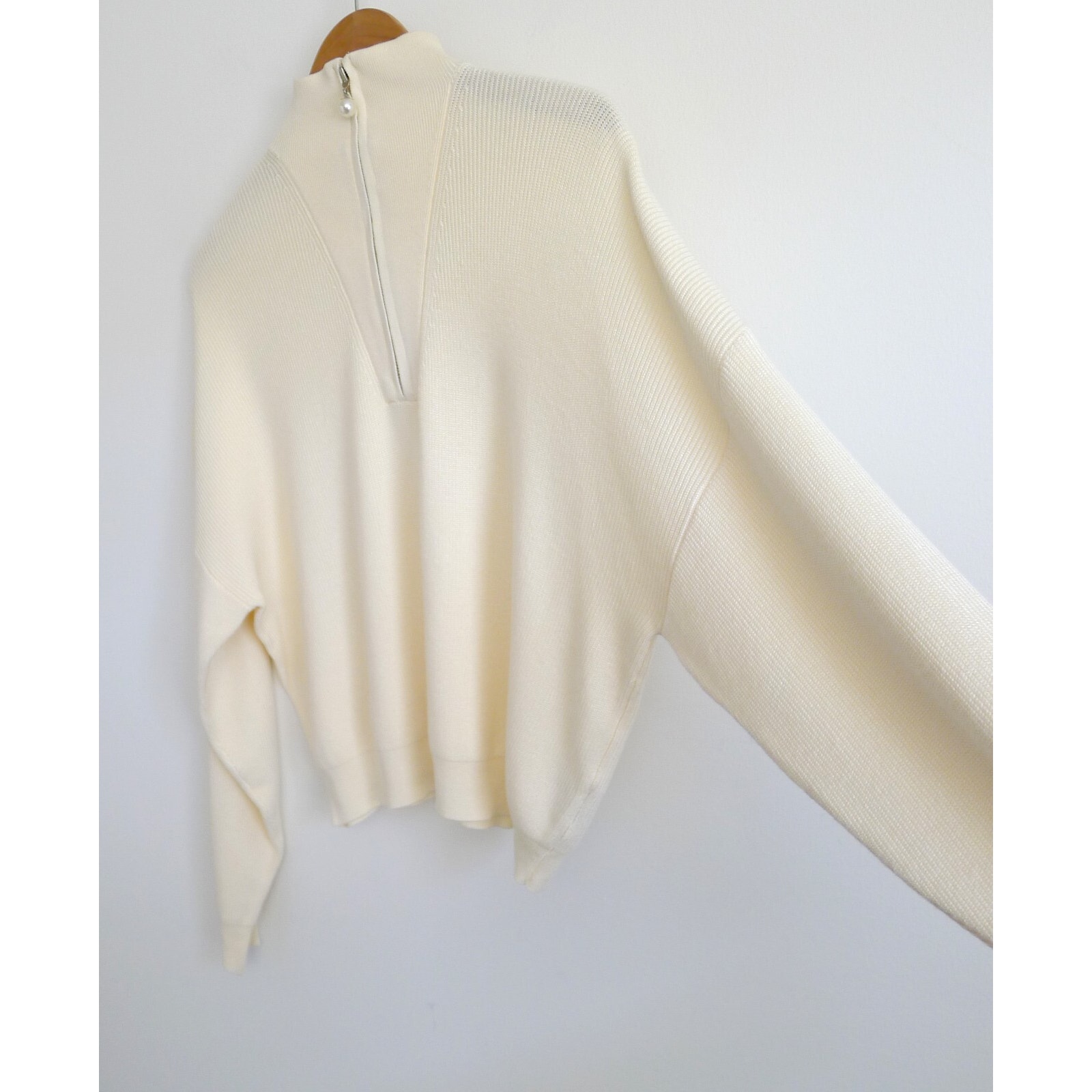 Brunette The Label Canada Rib Knit Half-Zip Pullover Sweater Top S M Nwt $109 — image 7 of 8
